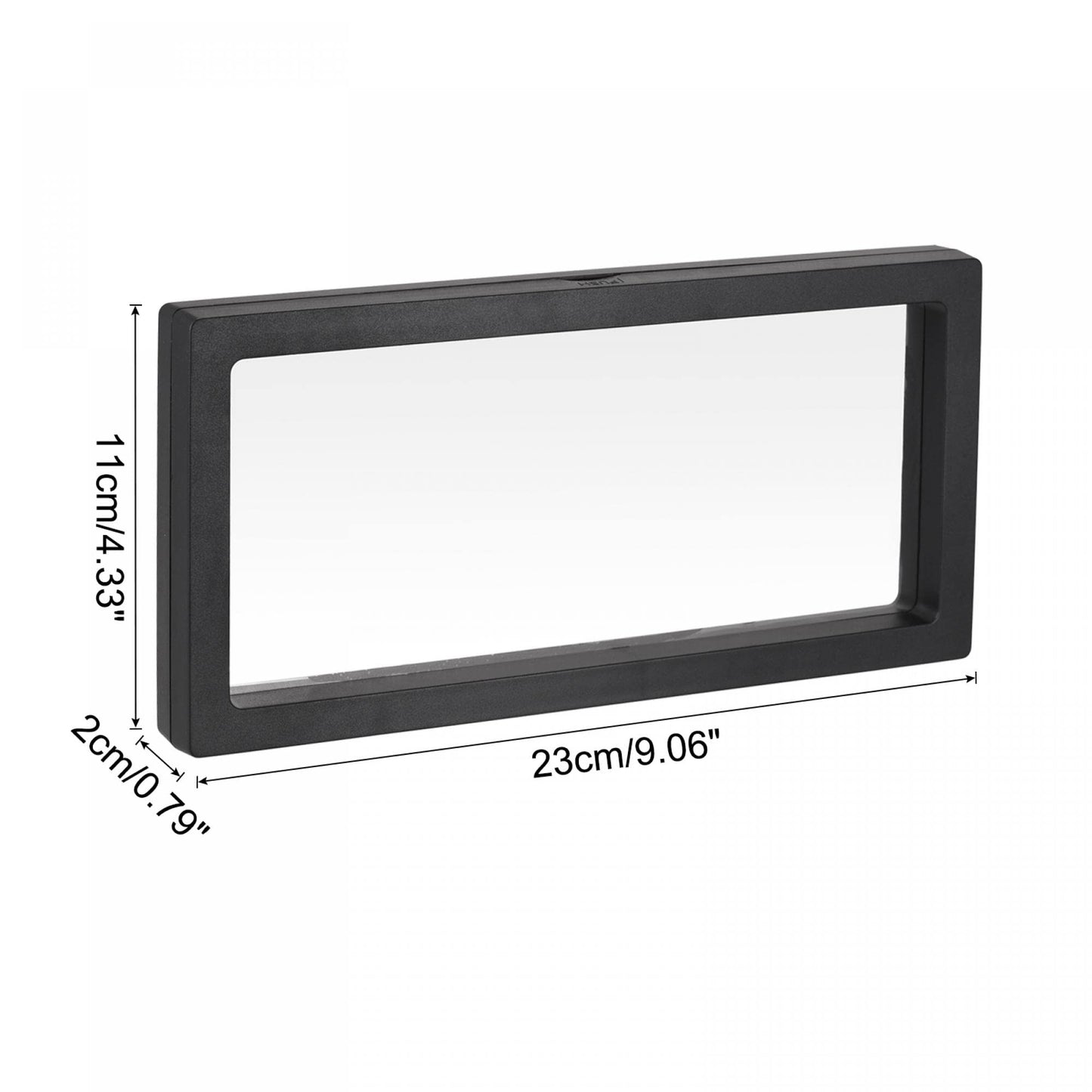 sourcing map Floating Thin Film Display Box with Base 23cm x 11cm x 2cm Black