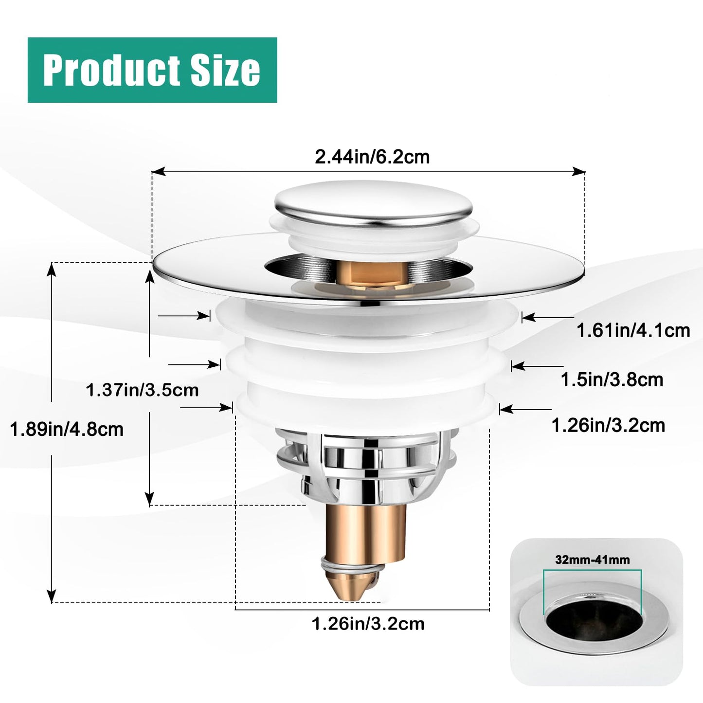 Diboniur Upgraded Sink Plug, Improved Bathroom Sink Plug Replacement, Universal Sink Stopper