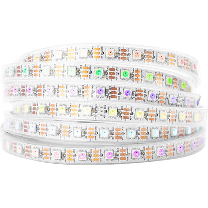 BTF-LIGHTING WS2812b 16.4ft 5m 60leds/Pixels/m Individually Addressable 5050SMD LED White Board Waterproof IP67 Flexible Full Color DC5V for Indoor