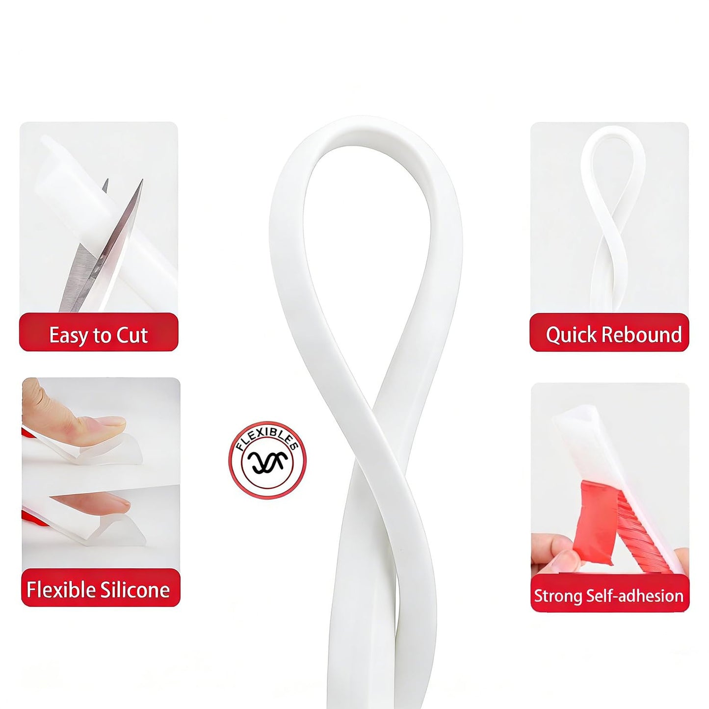 Wet Room Floor Barrier, Shower Tray Sealing Strip, Self-Adhesive Silicone Waterproof Shower Water Barrier for Bathroom Floor