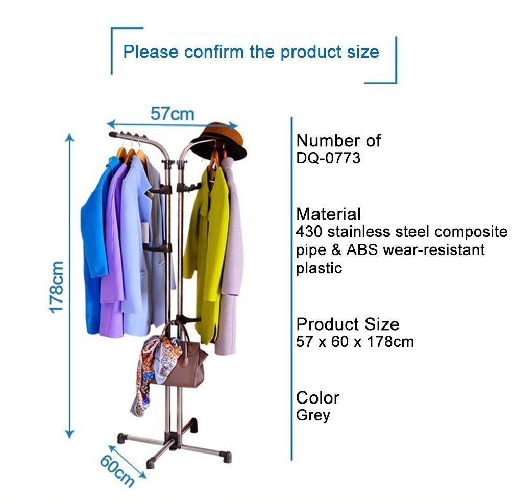 BAOYOUNI Coat Rack Metal Coat Stand Freestanding Hall Coat Tree 178cm H