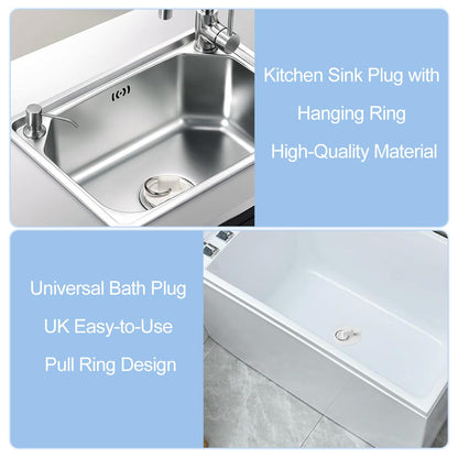5 Pcs Rubber Bath Plugs, 5 Different Size Kitchen Sink Plug, Universal Bathtub Plug Drain Stopper for Bathtubs Kitchen Sinks Hand Basins White
