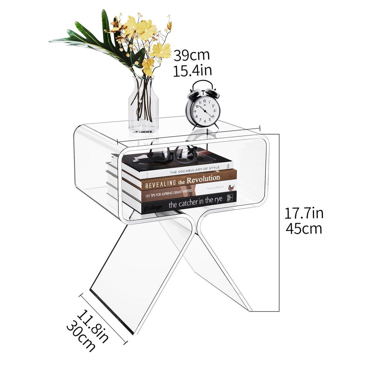 solaround Acrylic Side Table, No Assembly, 39 x 30 x 45 cm, Clear