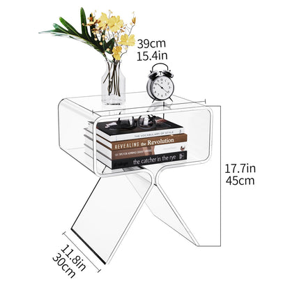solaround Acrylic Side Table, No Assembly, 39 x 30 x 45 cm, Clear