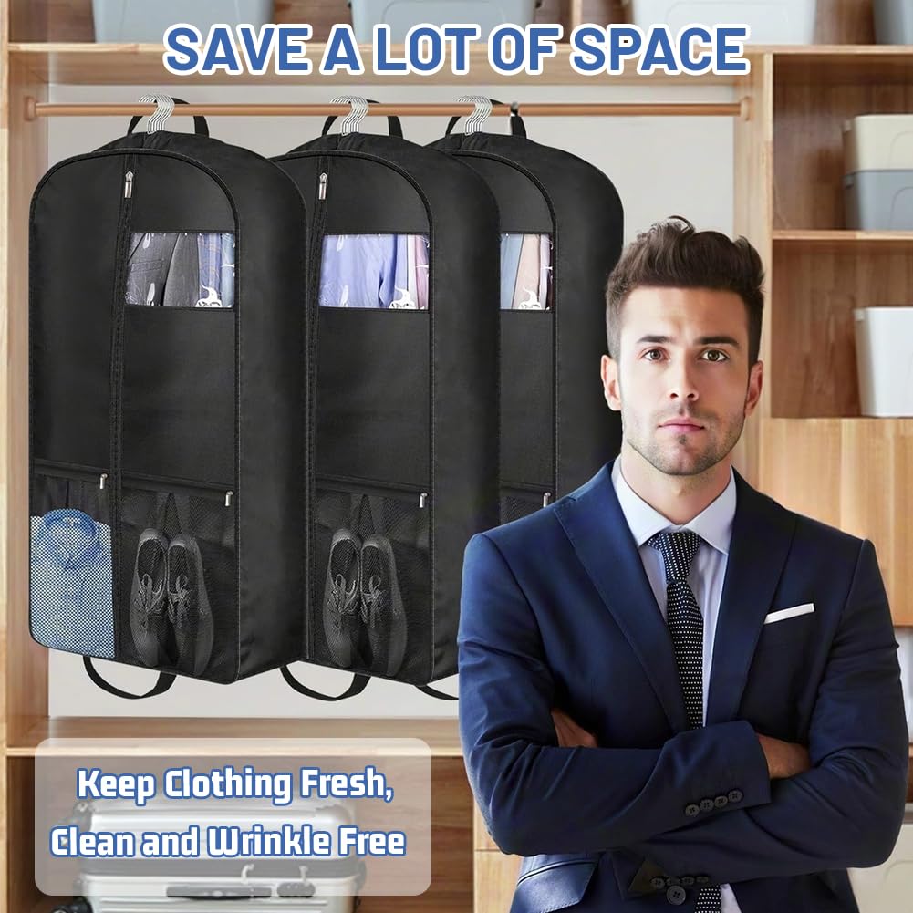 AMFUN Suit Bag with Zipper, Travel Garment Bags for Closet Storage and Travel, Waterproof Hanging Suit Cover