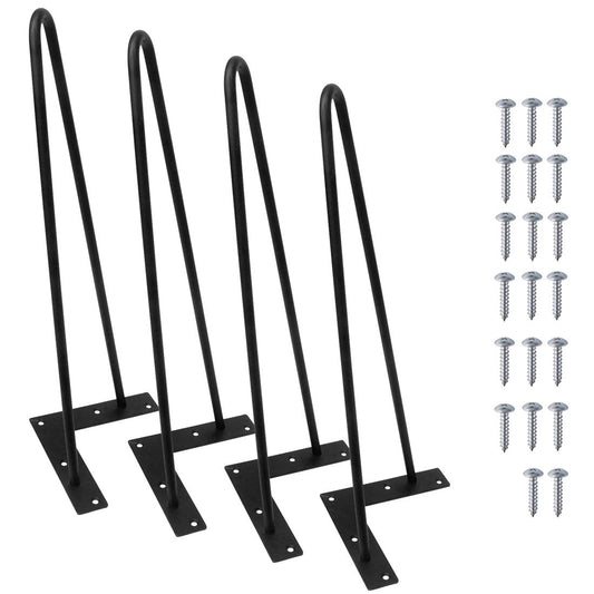 Signstek 16" ?40cm Black Hairpin Legs, 3/8" Diameter, Set for 4 Heavy Duty 2 Rods Table Legs, for DIY Desk, Stand, Bench