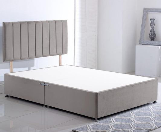 ComfoRest Double Divan Bed with No Drawers - 4FT6 - (Silver Plush) - Minimalist Frame for Compact Bedrooms - Durable Design for Contemporary Living