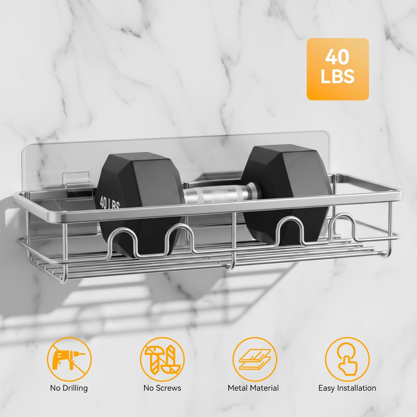 Dimyno Adhesive Shower Caddy, Large Capacity Shower Racks for Inside Shower, No Drill Bathroom Shower Organizer and Storage