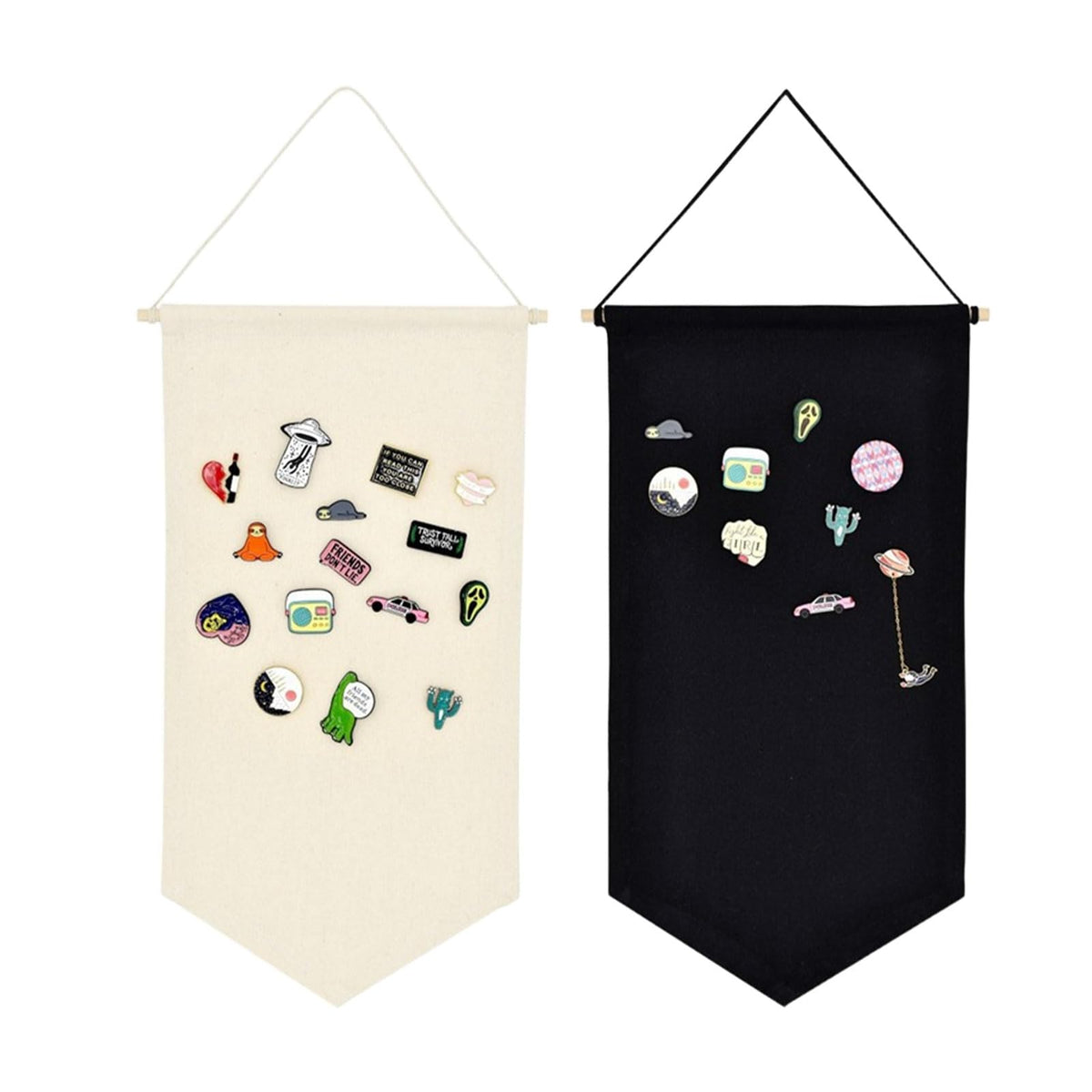 Grosion 2 PCS Wall Hanging Pin Badge Display,Canvas Pin Board Stand,Enamel Pin Badge Display Board for Collecting and Showcasing Pins,Pin Display