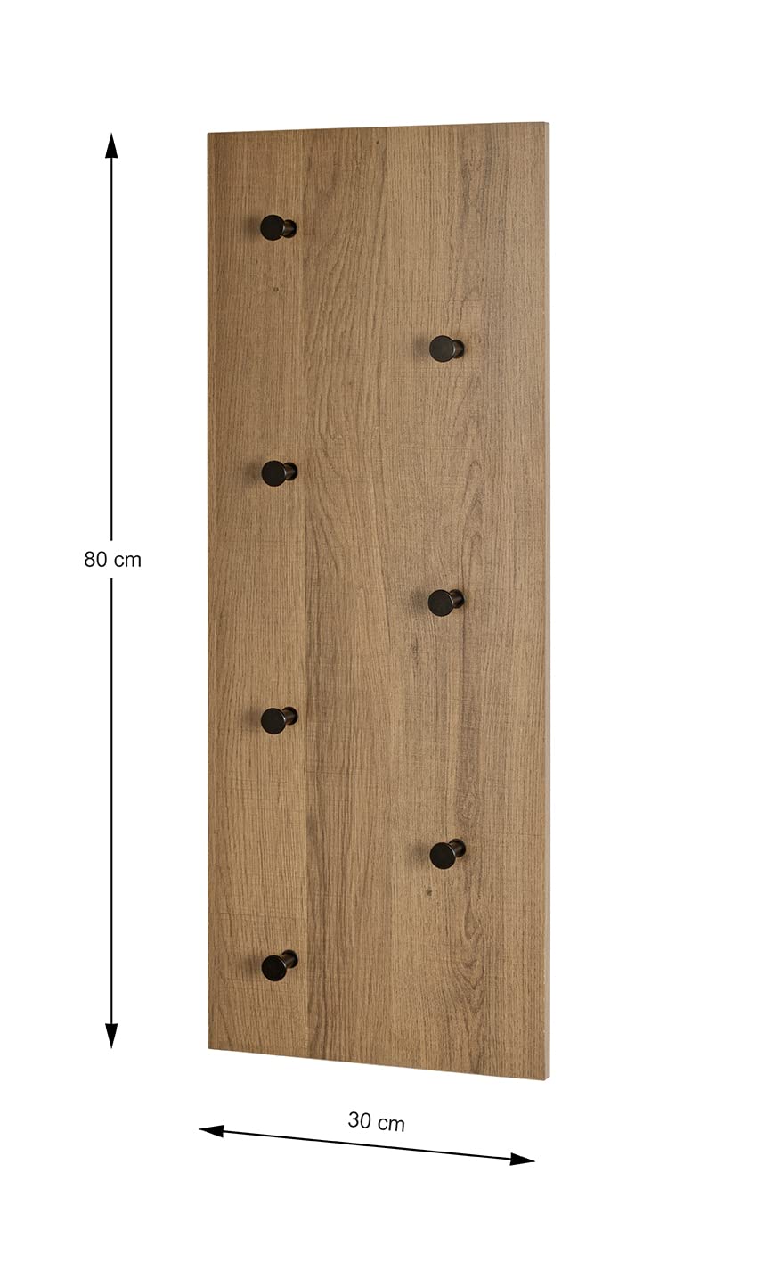 HAKU Wardrobe Oak, Black, MDF, Metal - Dim.: W 80 cm x H 30 cm x D 5 cm, Style: Modern