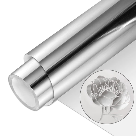 VINYL FROG HTV PU Metallic Roll Iron on Vinyl Easy to Cut & Weed Heat Transfer Vinyl DIY Heat Press Design for T-Shirts (Silver)