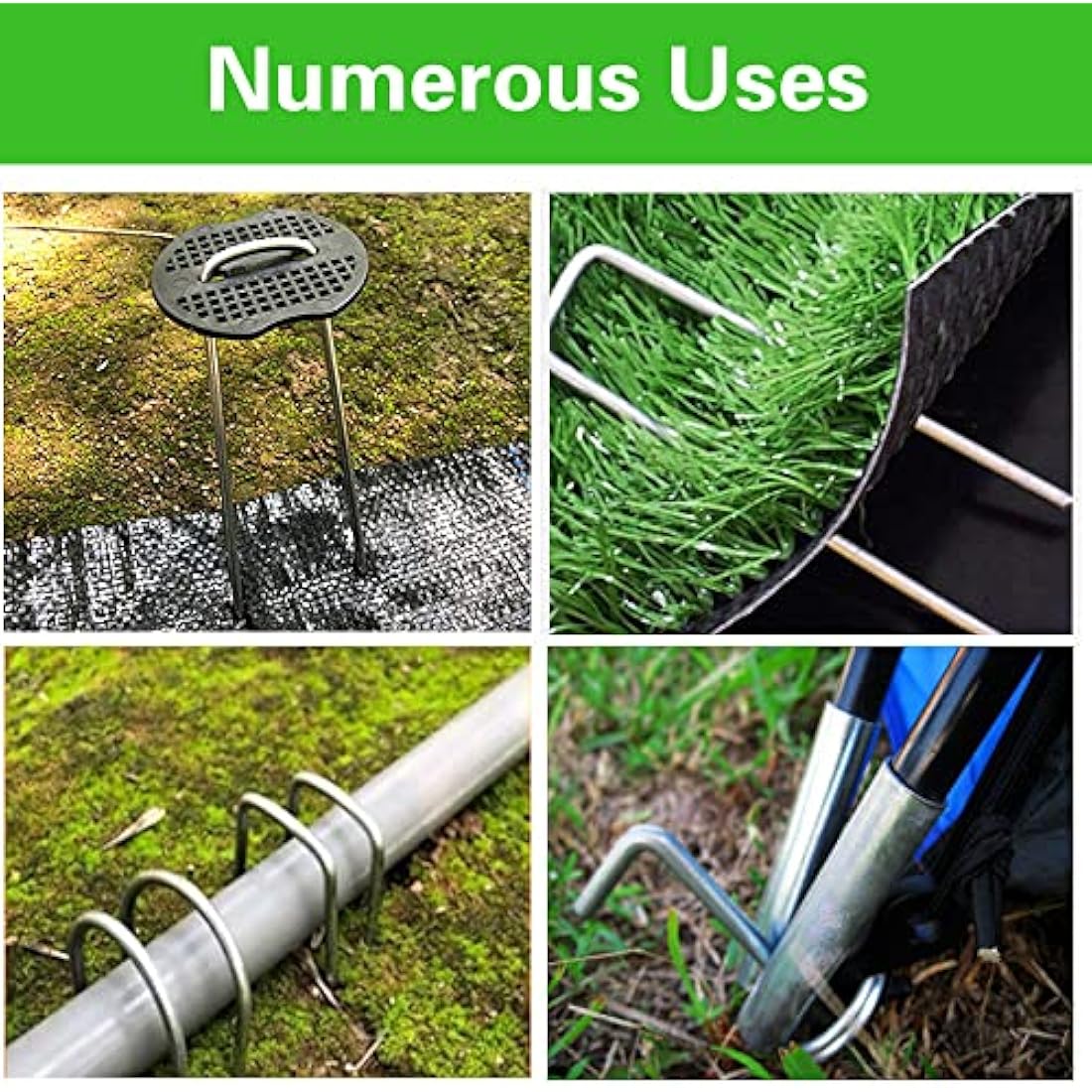 Bakulyor 200 Weed Control Membrane Pegs + 200 Buffer Washer, 6"/150mm Weed Mat Pegs