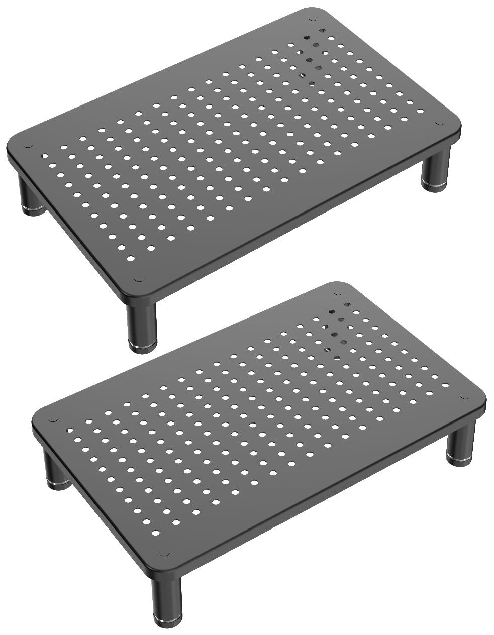 Husky Mounts Monitor Riser Laptop Stand, Adjustable Legs, Stackable, 14.5" x 9.25" x 3.25" Max Height, Matte Black Steel, 1 Stand