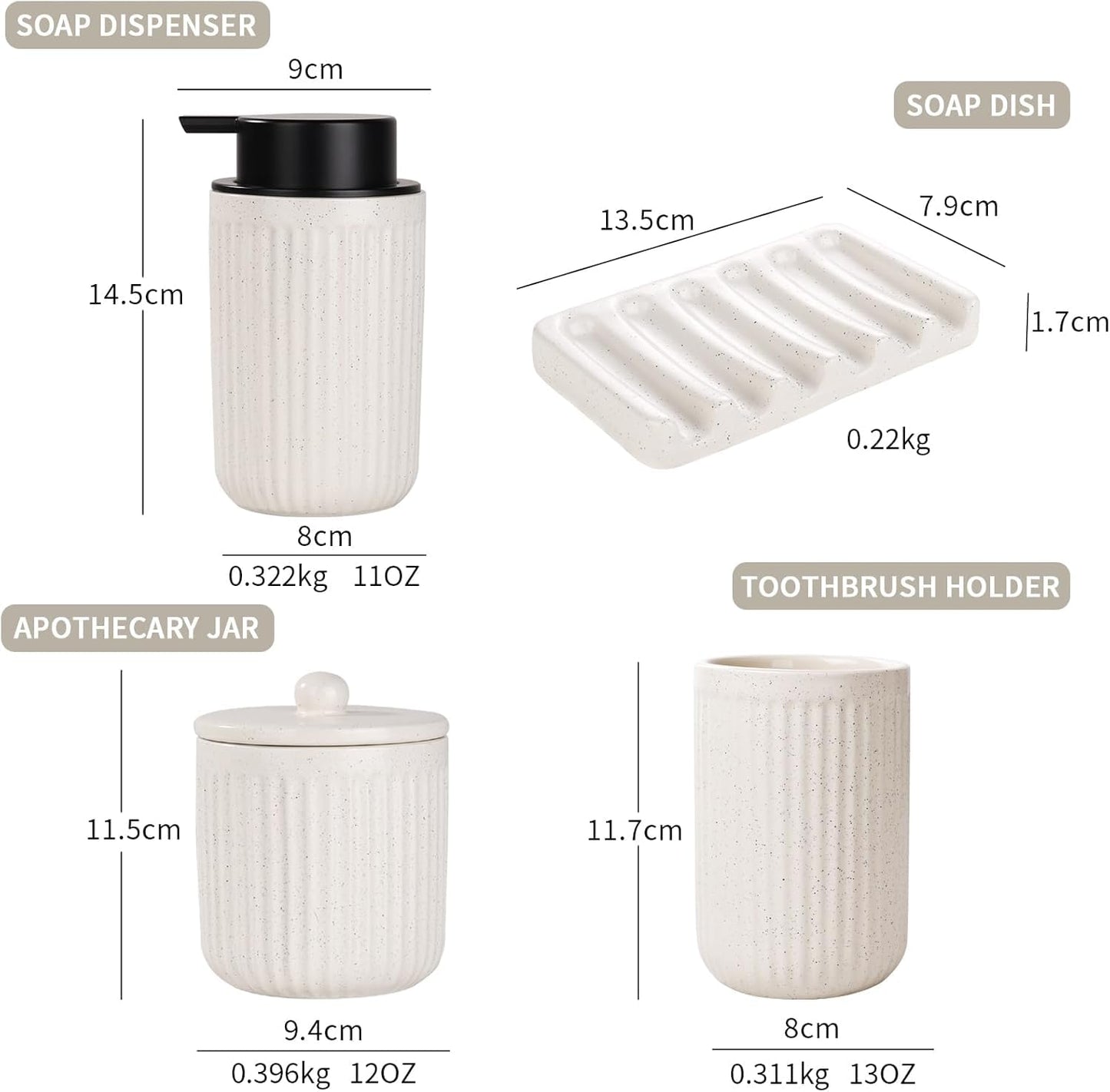 BosilunLife Ceramic Bathroom Accessories Set - Bathroom Counter Soap Set Beige Bathroom Decor Sets Accessories Bathroom Lotion Soap Dispenser and