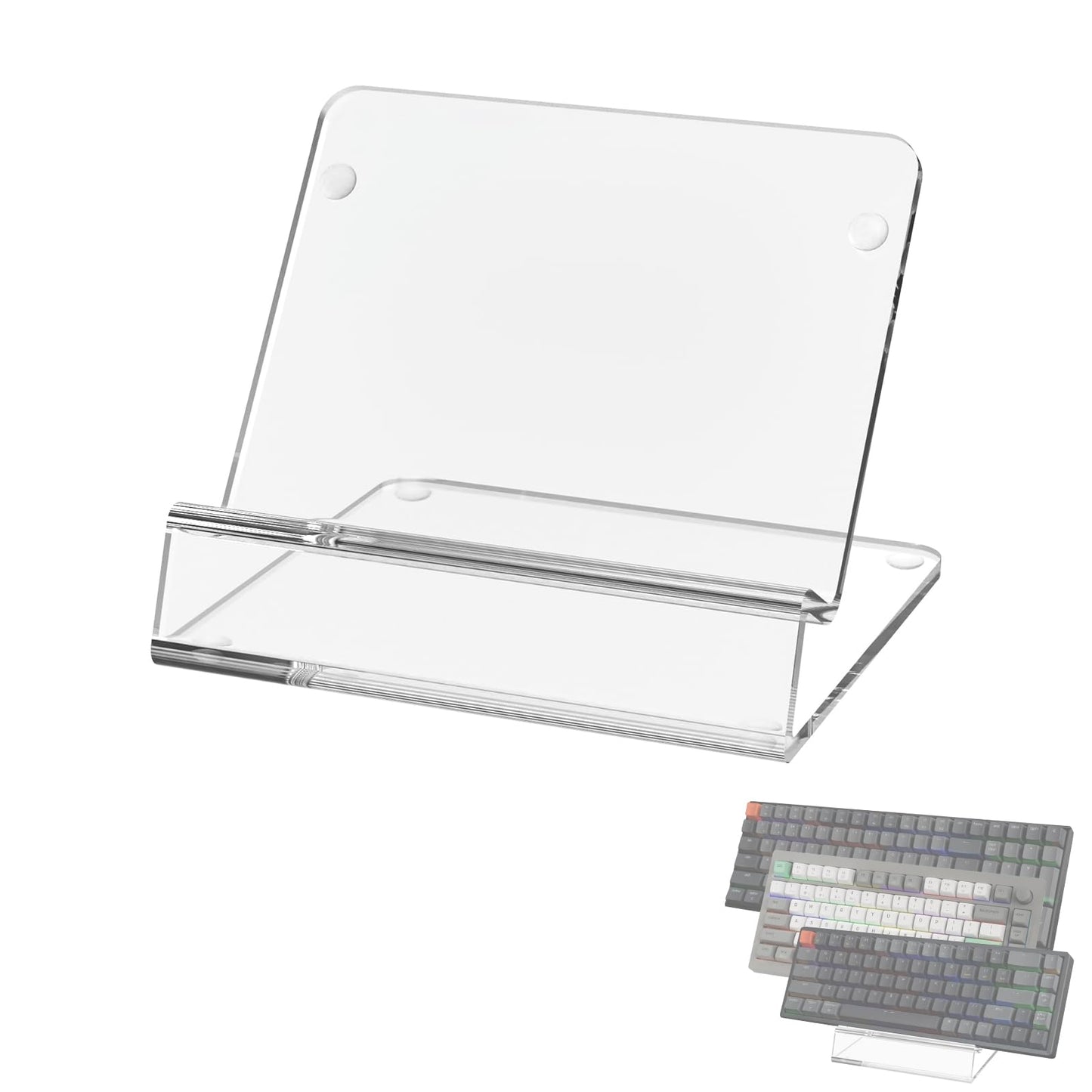 GEEKRIA Keyboard Display Stand, Acrylic Mechanical Gaming Keyboard Holder for 60%, 75%, 80%, 96% Computer keyboard (transparent)