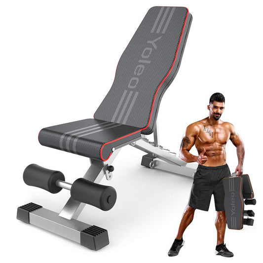 YOLEO Weight Bench, 660LB/300KG Adjustable Foldable Strength Training Bench, Utility Incline Decline Bench for Full Body Workout- Integrated Structure