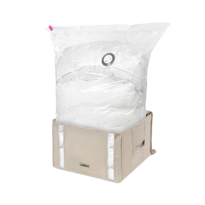 Compactor Dune 3D Semi-Rigid Vacuum Box, Medium, Beige – Space-Saving Solution Sku: RAN7651