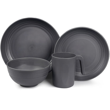 36pcs Unbreakable Dinnerware Sets for 6 People, Camping Plates and Bowls Set, Plastic Picnic Dinner Sets, Lightweight BBQ Serving Plates, Bowls,