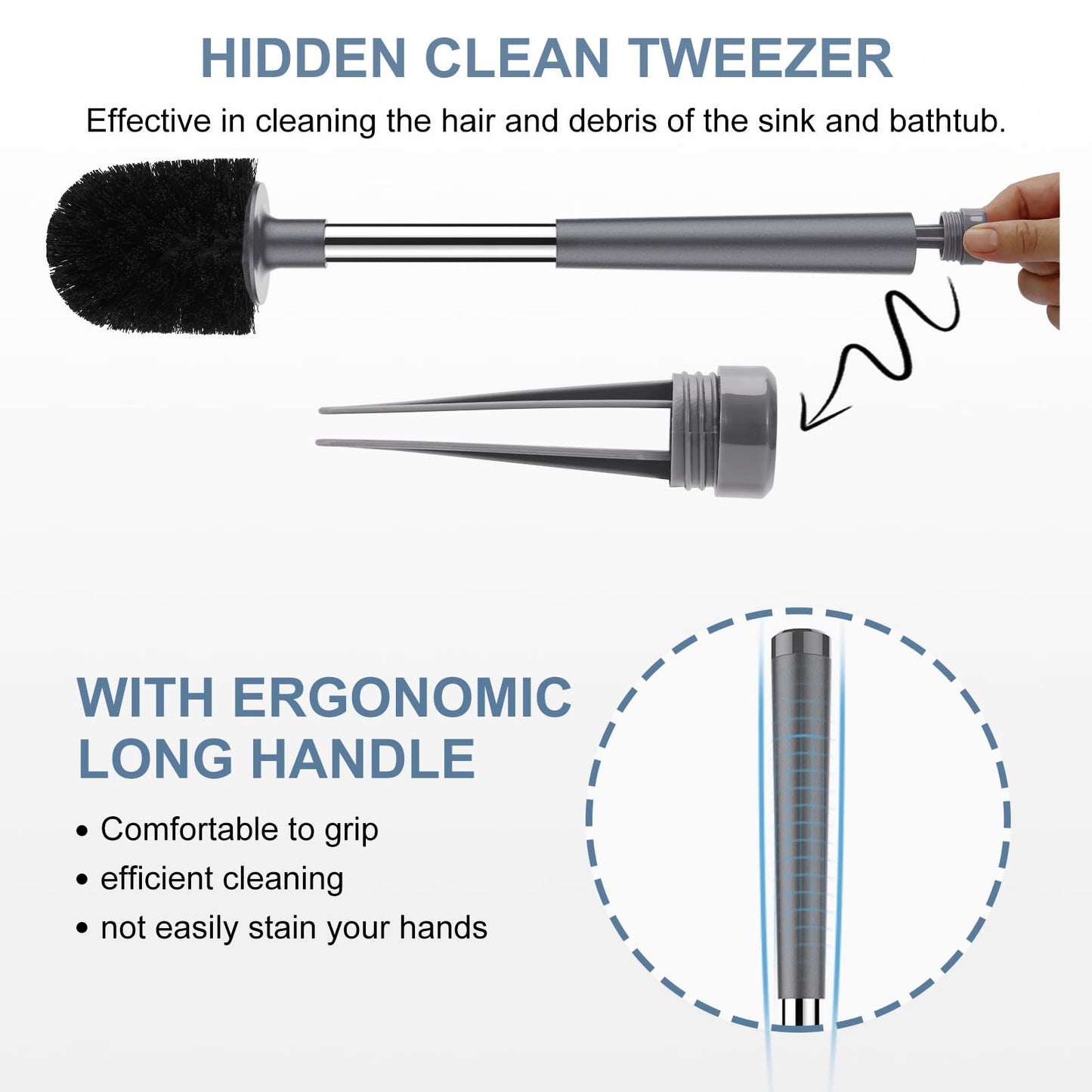 SetSail Toilet Brush and Holder 2 Pack, Self Closing Lid Toilet Bowl Brushes Holder and Extra Long Handle Ventilated Toilet Brush Set for Bathroom