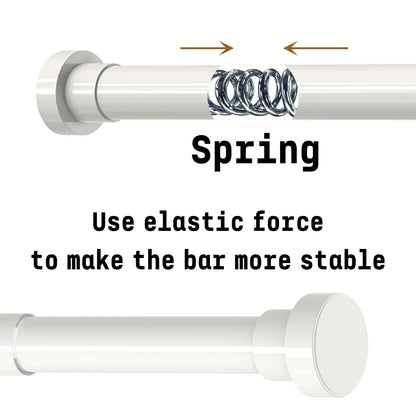 Telescopic Clothes Rail, Extendable Curtain Rod 72-145CM, φ25mm, No Drill Adjustable Spring Rod for Window Bathroom Bedroom, Silver