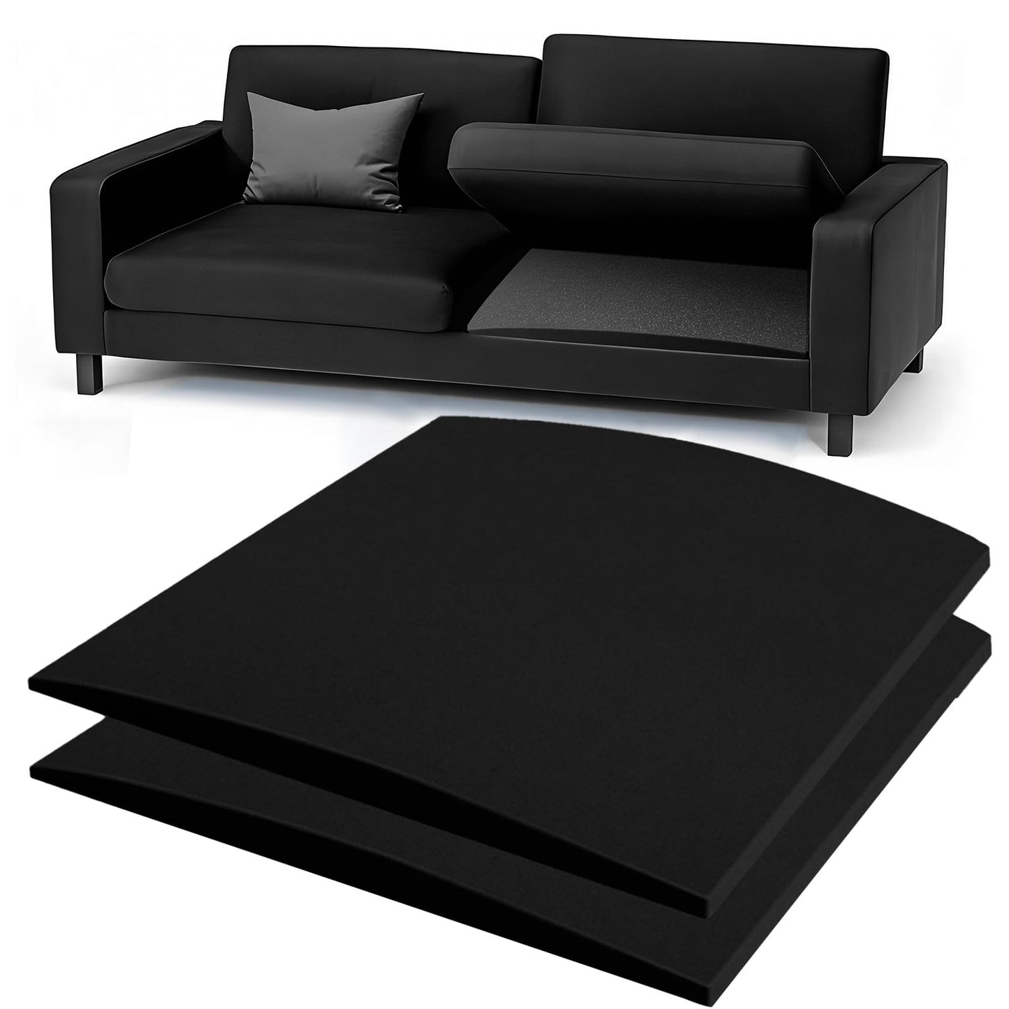 Scettar 2PC Sofa Cushion Support for Sagging Seat 60x50cm Cuttable Foam Pad