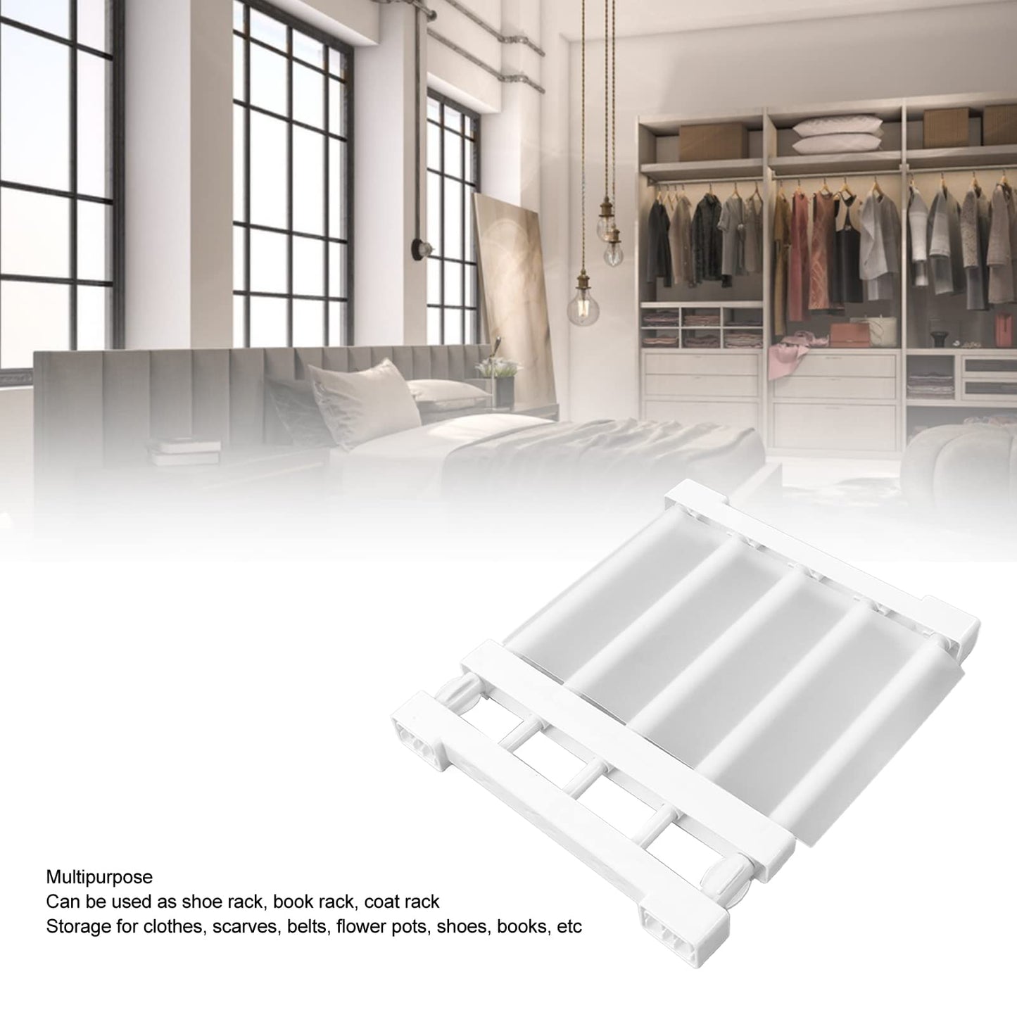 TUORE DIY Cabinet Divider Rack, Multi Functional Nail Free Expandable Adjustable Closet Tension Shelf High Hardness 44lb Load Bearing for Kitchen for