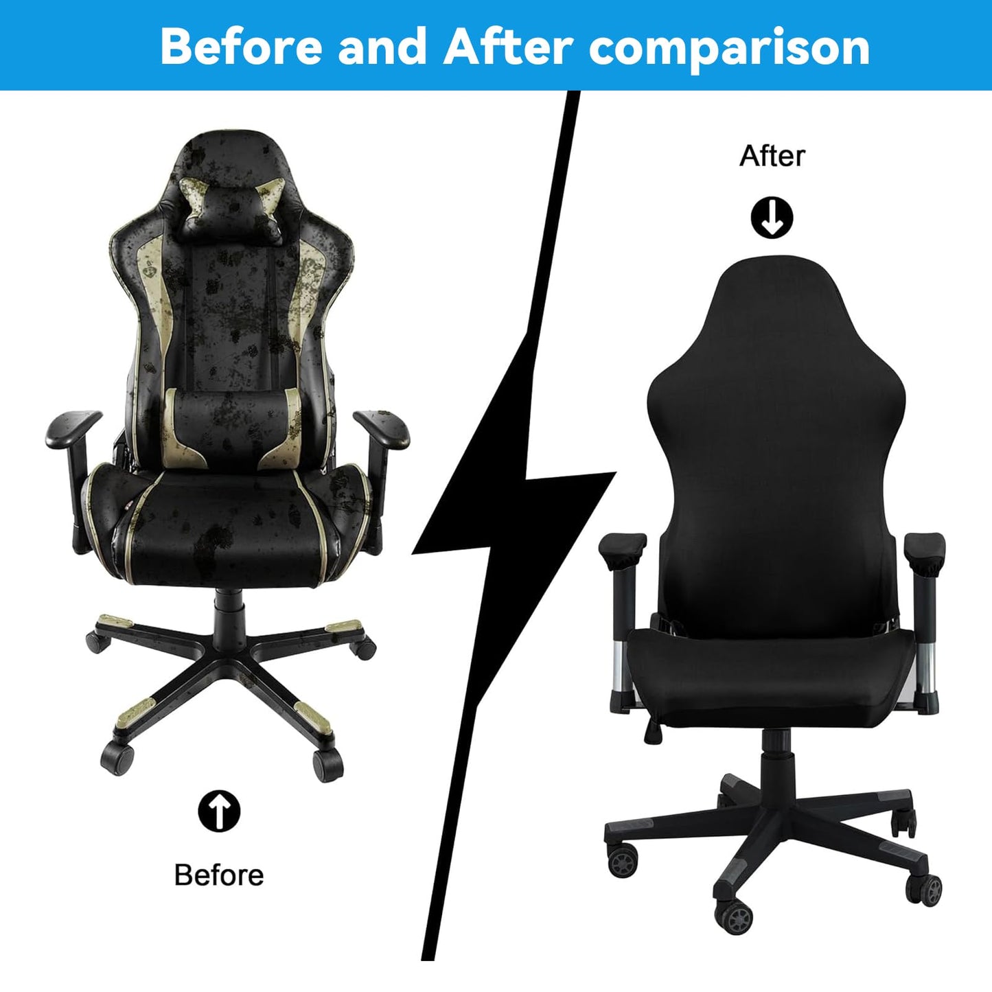 Luckwaii Gaming Chair Cover 6 Pcs Office Chair Covers Stretch Removable
