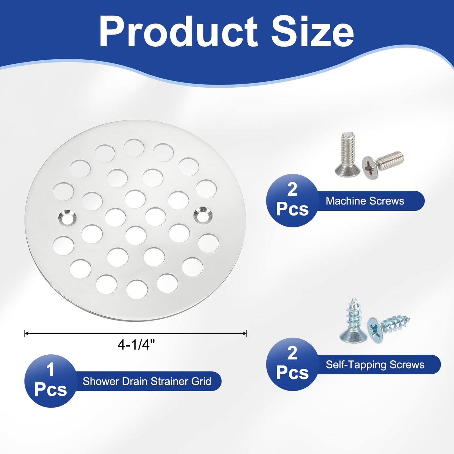 PATIKIL Shower Strainer Drain Trim Set 4-1/4", 1 Pcs 304 Stainless Steel Round Screw-in Shower Strainer Drain Cover with Screw for Bathroom Floor