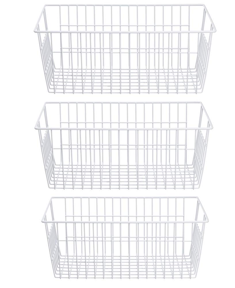SANNO Freezer Wire Organizer Storage Basket Large Organizer Bins for Organizing Fridge Storage, Freezer, Office, Bathroom