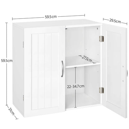 Yaheetech Bathroom Wall Cabinet, 2 Doors, 59.5 × 31 × 59.5 cm, White