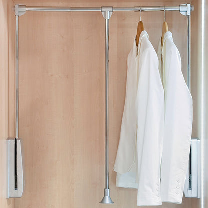 Emuca - Hang Pull Down Wardrobe Rail Lift, Adjustable Width 600-830mm 23,6-32,6 inch, Chrome Finish