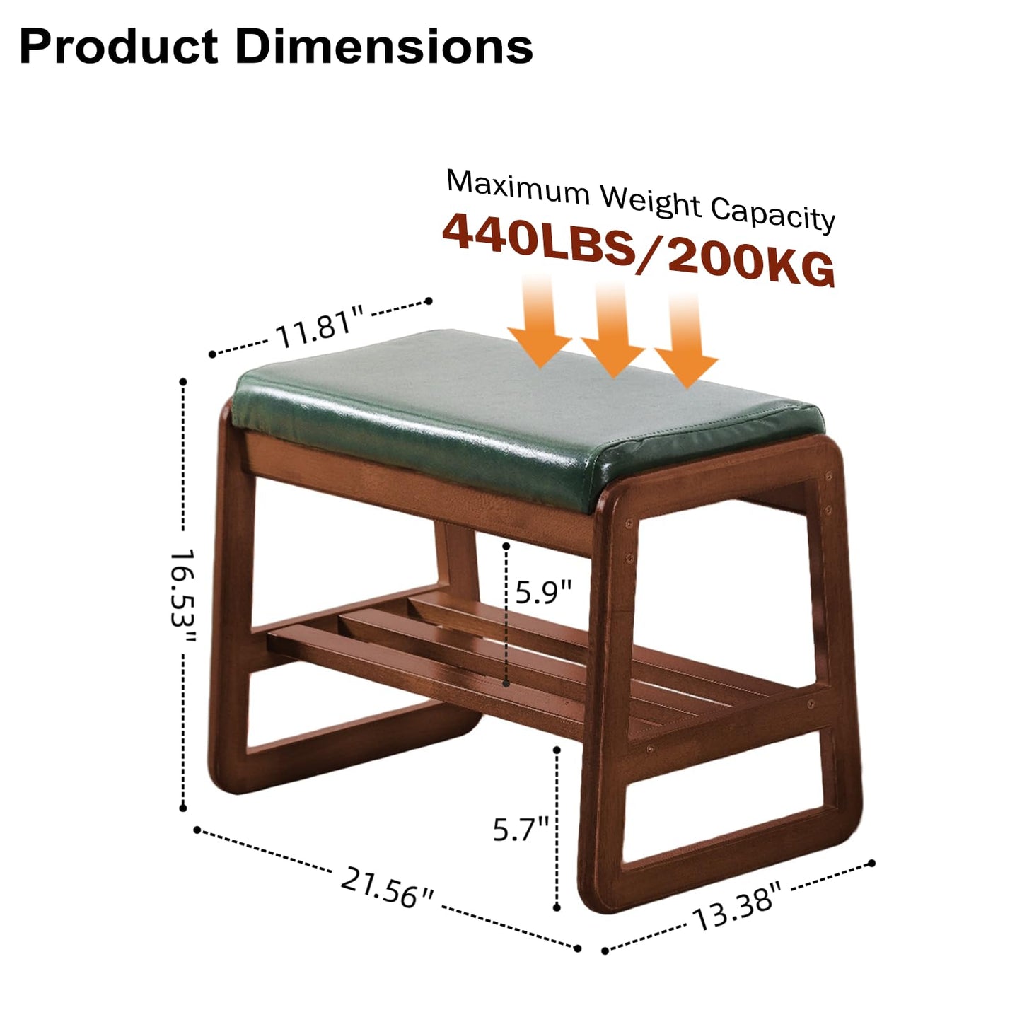 SOBIBO Solid Wood Shoe Bench, 2-Tier Wooden Storage Entryway Bench, Mid-Century Modern Shoe Bench Rack