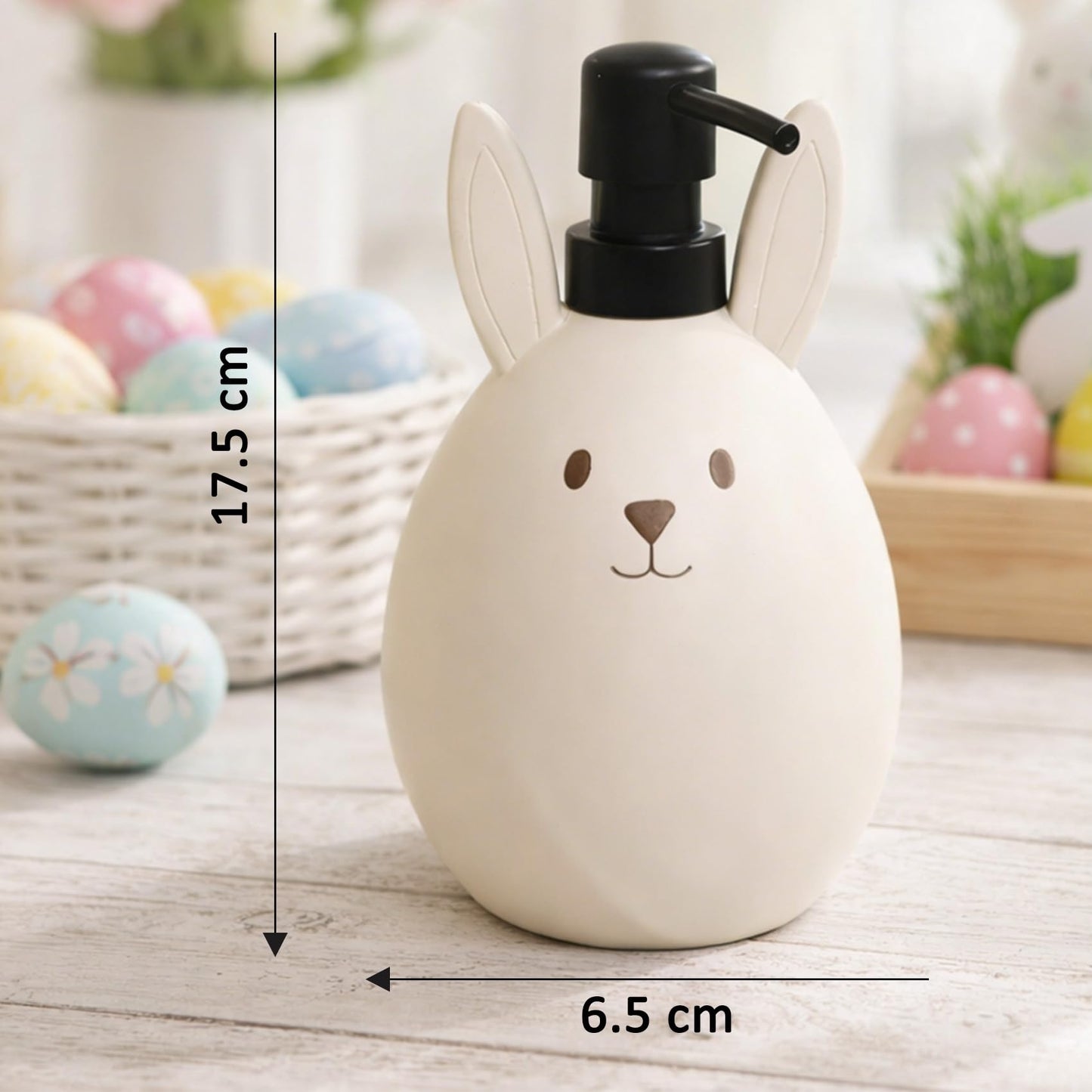 Blissilk 550ml Refillable Cute Bunny Liquid Soap Dispenser with Easy Pump Dispenser Bottles, Designed for Bathroom & Kitchen Countertop