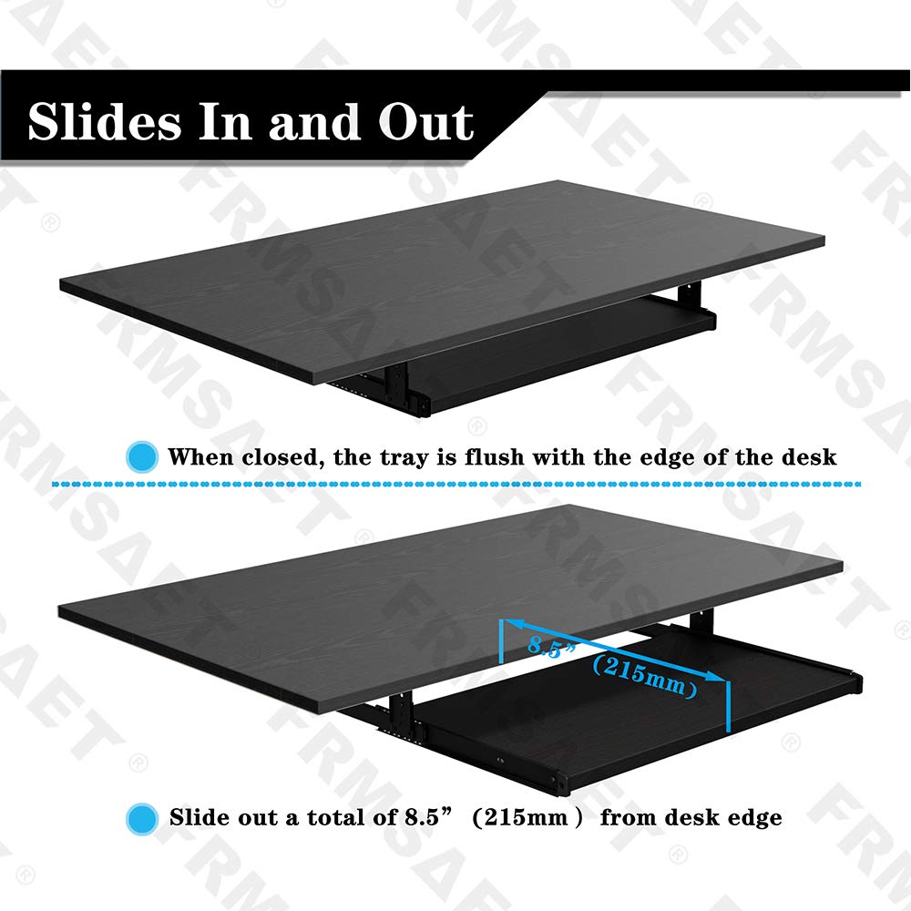FRMSAET Office Product 20/24/30 inch Keyboard Drawer Tray(24 inch, Black)