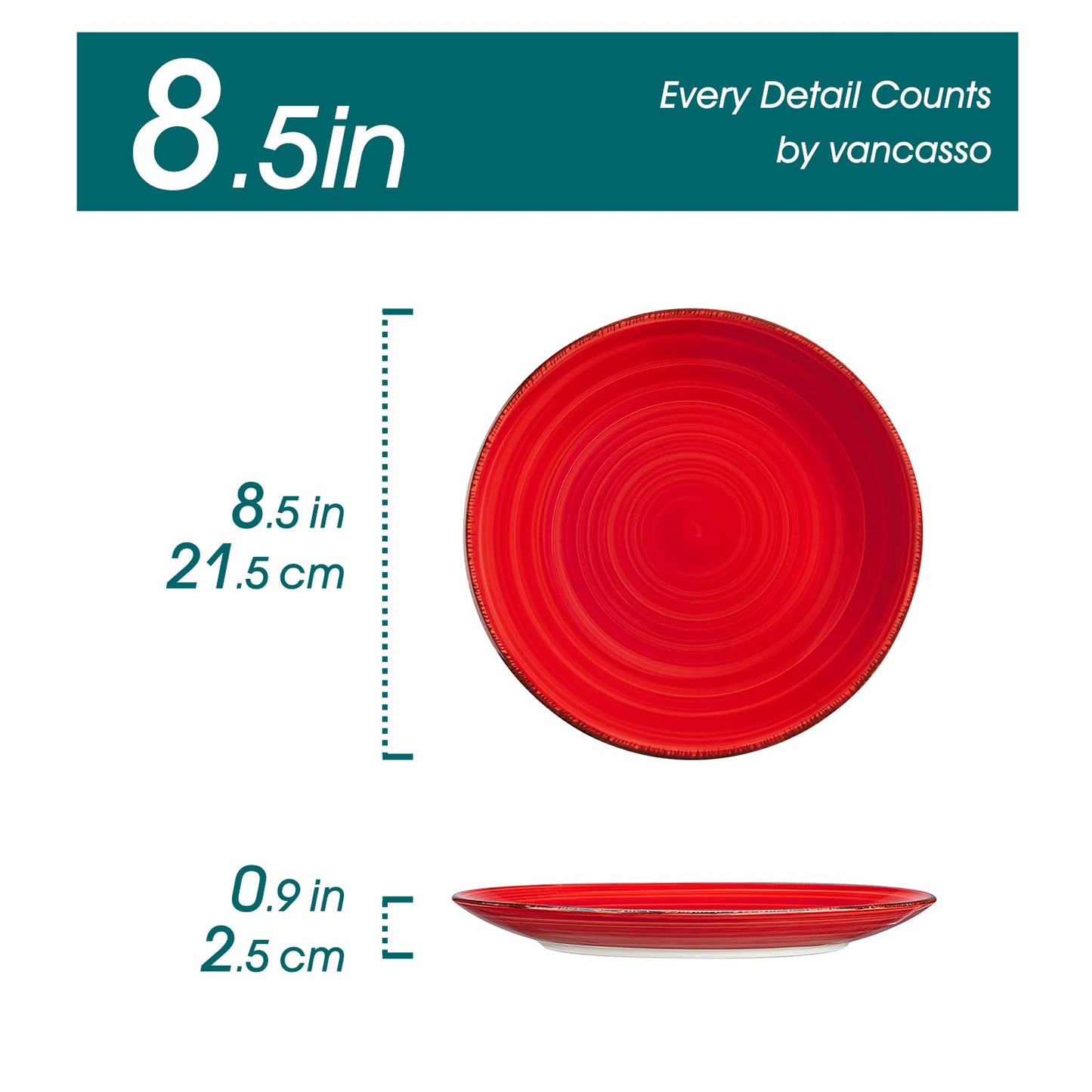 vancasso Bonita Multicolour 8.5 inch Dinner Plate Set of 6, Handpainted Big Plate Set in Rustic Look, 21.5cm Serving Plate for Dinner/Steak/Main