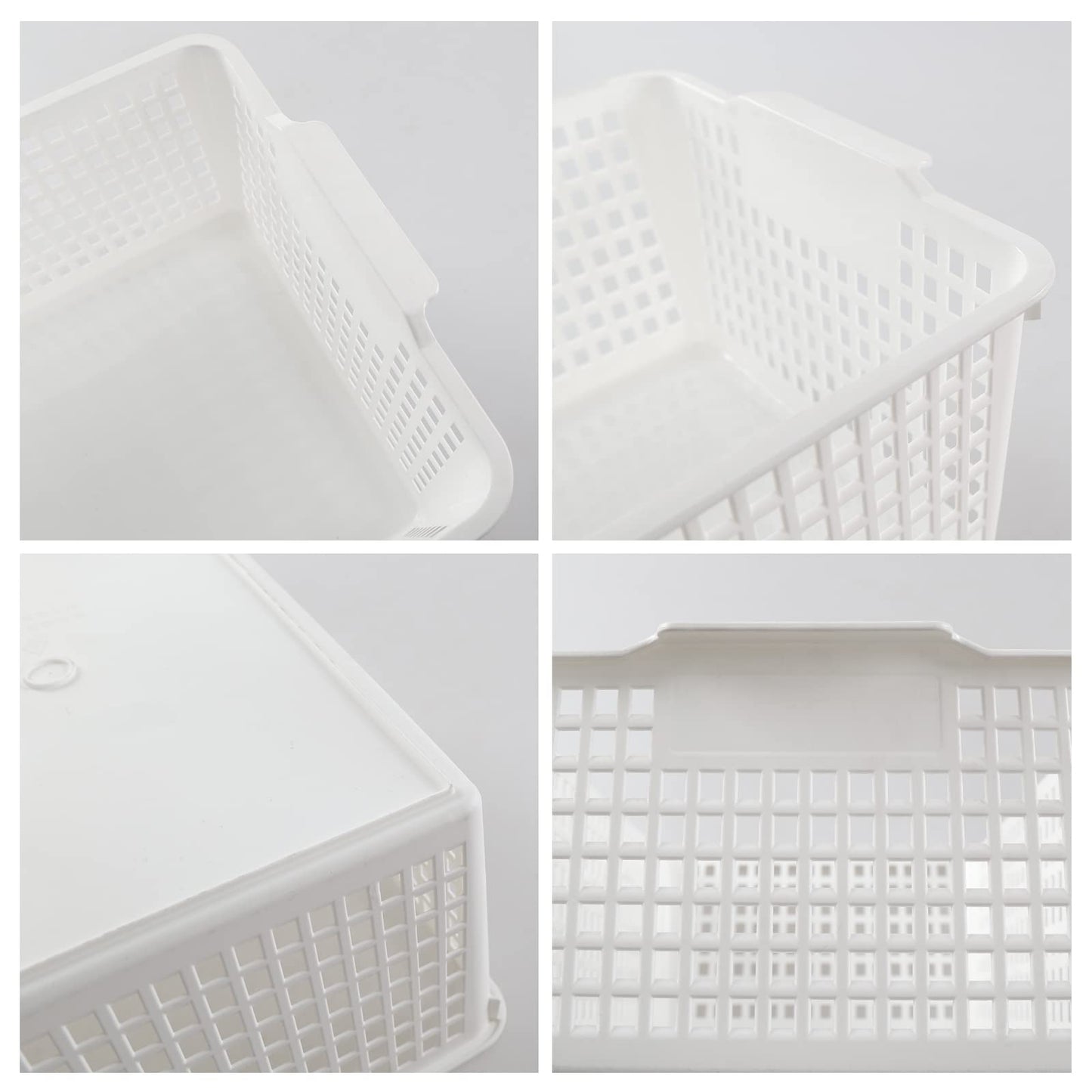 Joyeen Large Stroage Basket, Plastic Kitchen Cupboard Basket Box Set of 4 (White)
