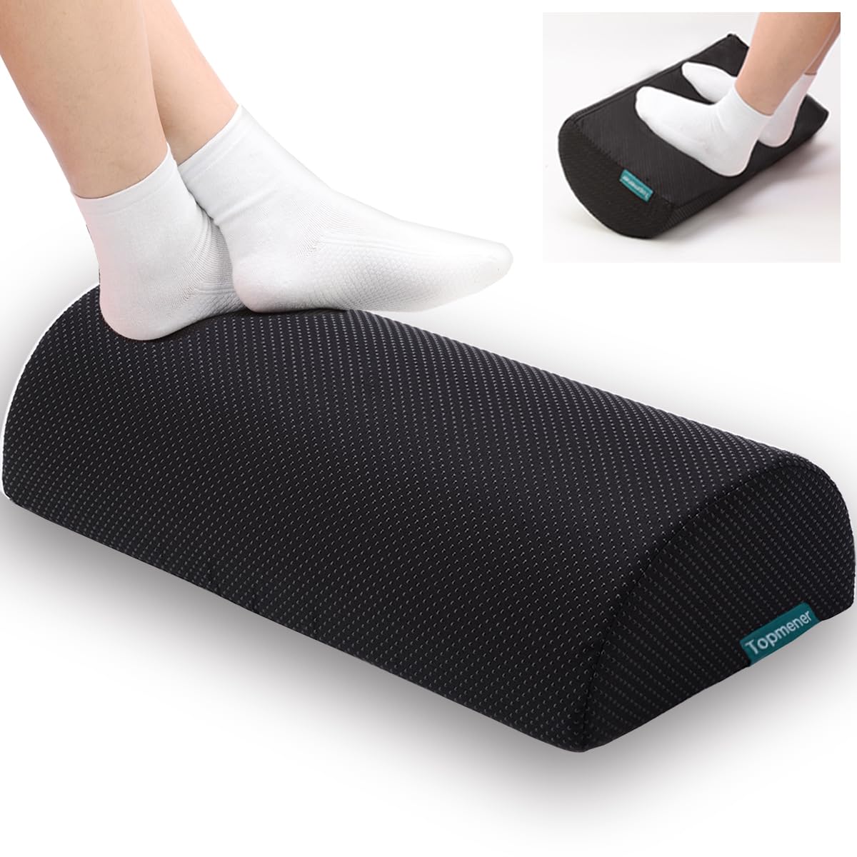 Topmener Ergonomic Foot Rest Cushion Foot Stool Under Desk with Massage Dots, Footrest Office with Washable Cover & Portable Handle