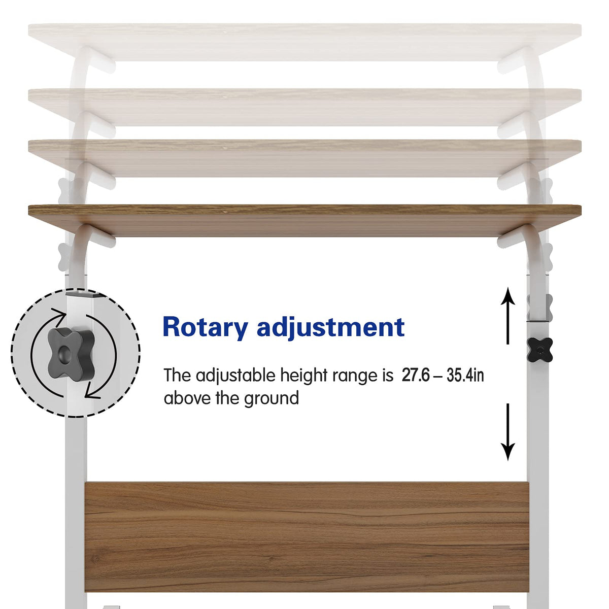 sogesfurniture Laptop Table Height Adjustable, Mobile Laptop Stand Coffee Table Side Table, portable Laptop Desk Tray for Sofa, Bed, Balcony, Garden
