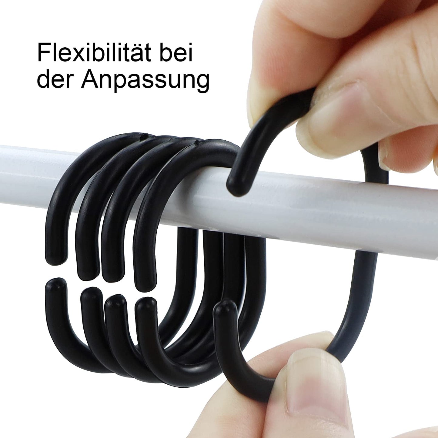 SZCXDKJ 12 Pieces of Bathroom Shower Window Rod Plastic Shower Curtain Ring Hook Sliding Curtain Ring (black)
