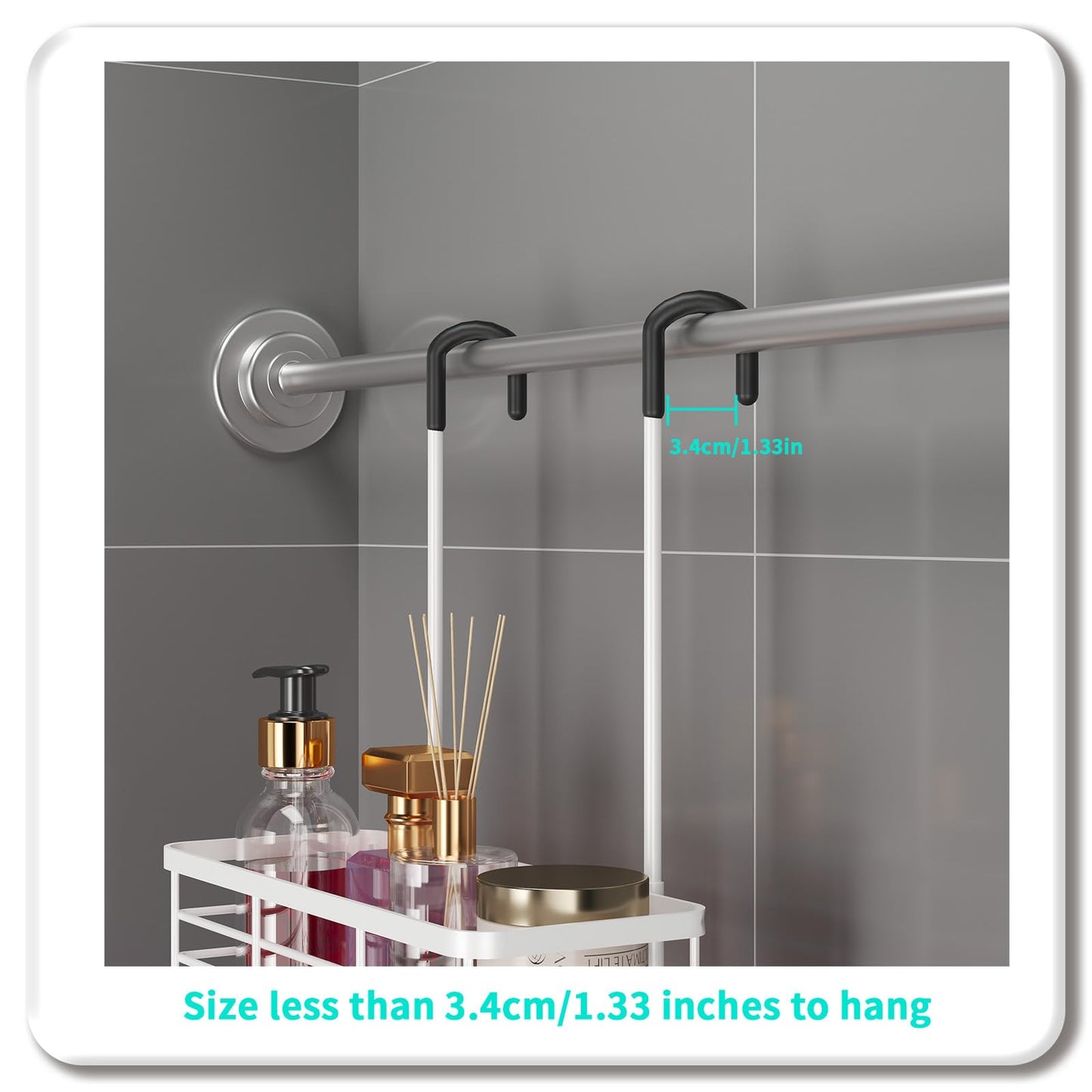 HapiRm Shower Caddy Hanging Organiser- No Drilling Shower Tidy with Hooks