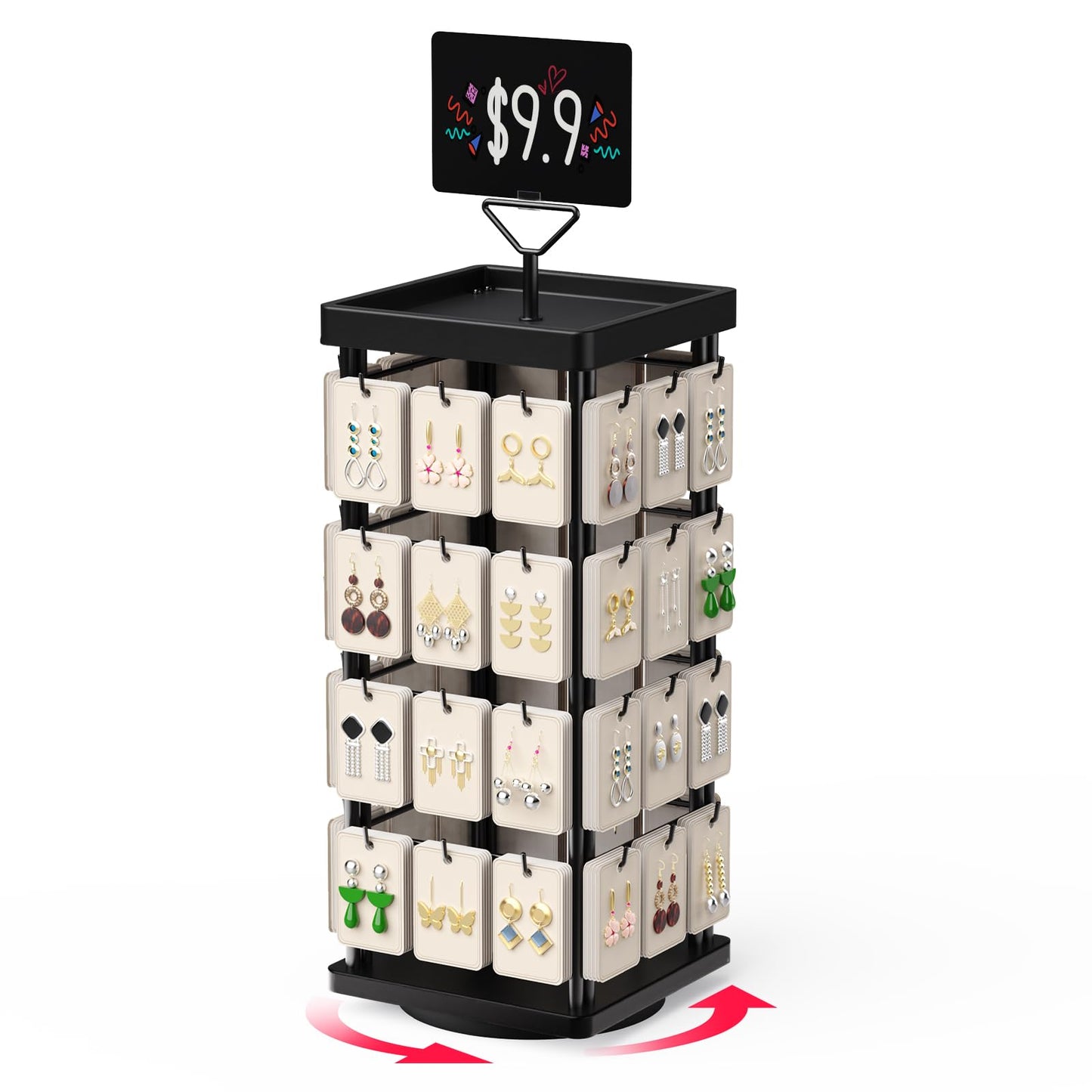 THYGIFTREE Rotating Earring Display for Vendors, Jewelry Display Stand for Selling, Necklace Display Stands Earring Cards for Selling Bracelets