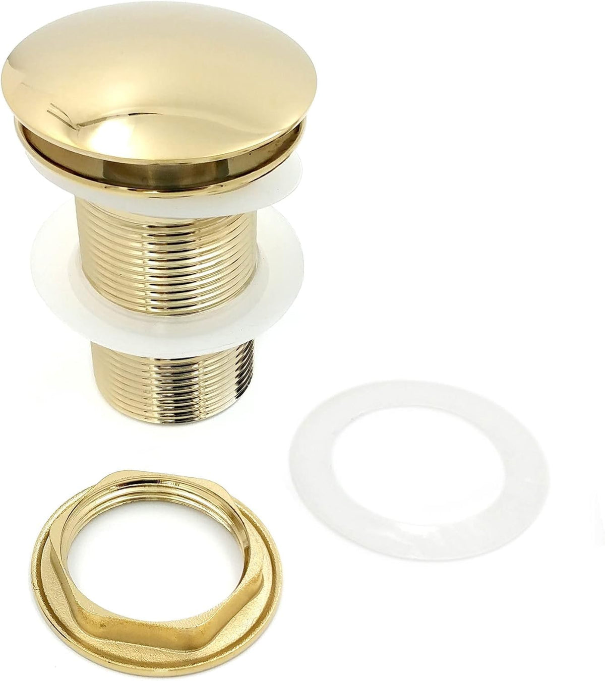 Xcel Home 2X Unslotted Gold Pop Up Basin Waste, Brass Mushroom Dome
