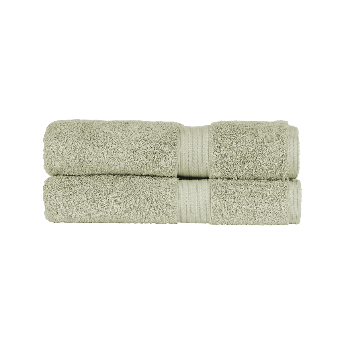 Christy Renaissance 2 Bath Towels Set | Thyme Green | 100% Egyptian Cotton Pile | Luxuriously Soft and Super Absorbent | 675 GSM