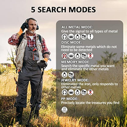 DR.ÖTEK Metal Detector for Adults Professional, Gold Metal Detector, Pinpoint & Exclusive Memory Mode, Higher Accuracy, IP68 Waterproof Coil, Big Backlit LCD Display, Advanced DSP Chip, Green