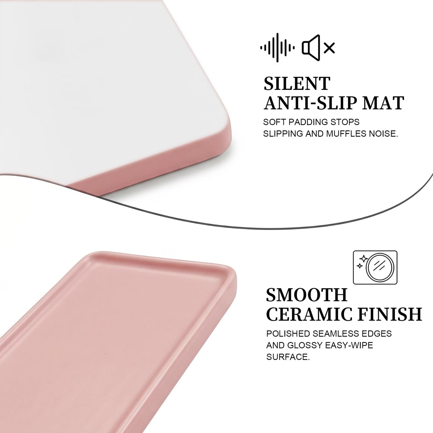 Ceramic Vanity Tray,20.5x9.5x1.2cm Cosmetics Tray,Rectangular Decorative Trinket Dish for coffee, perfume