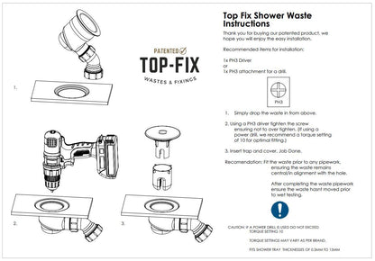 TOP-FIX Easy Fit Shower Tray Waste 90mm with Elbow - Chrome - SHW-TOP-01-CH PDT-000598