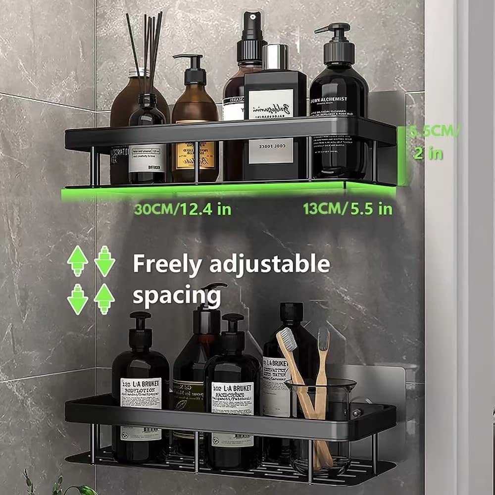 Uwenkjie 3-in-1 Adhesive Shower Caddy: Soap Dish, Storage Basket & Drain Tray. No-Drill Wall Mounted Organizer for Sponge, Razor