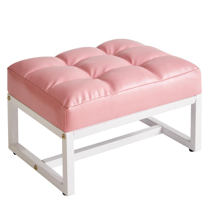 Aibiju Small Footstool, Rectangle Ottoman with Faux Leather Padded Seat, Change Shoes Stool