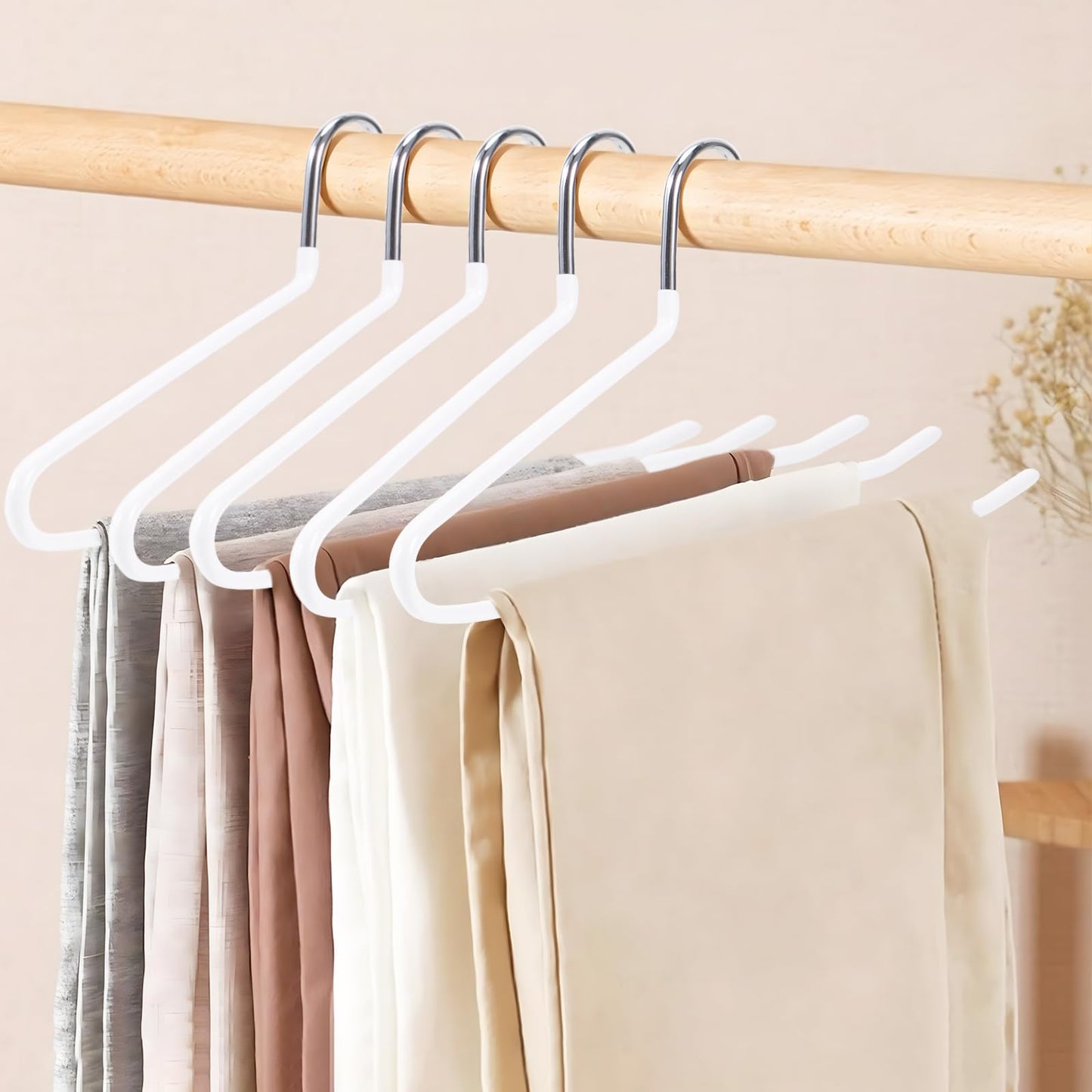 12 Pack Open-Ended Trouser Hanger, Metal Pants Hangers Space Saving Non-Slip Trouser Coat Hangers for Jeans, Slacks, Blanket, Skirt