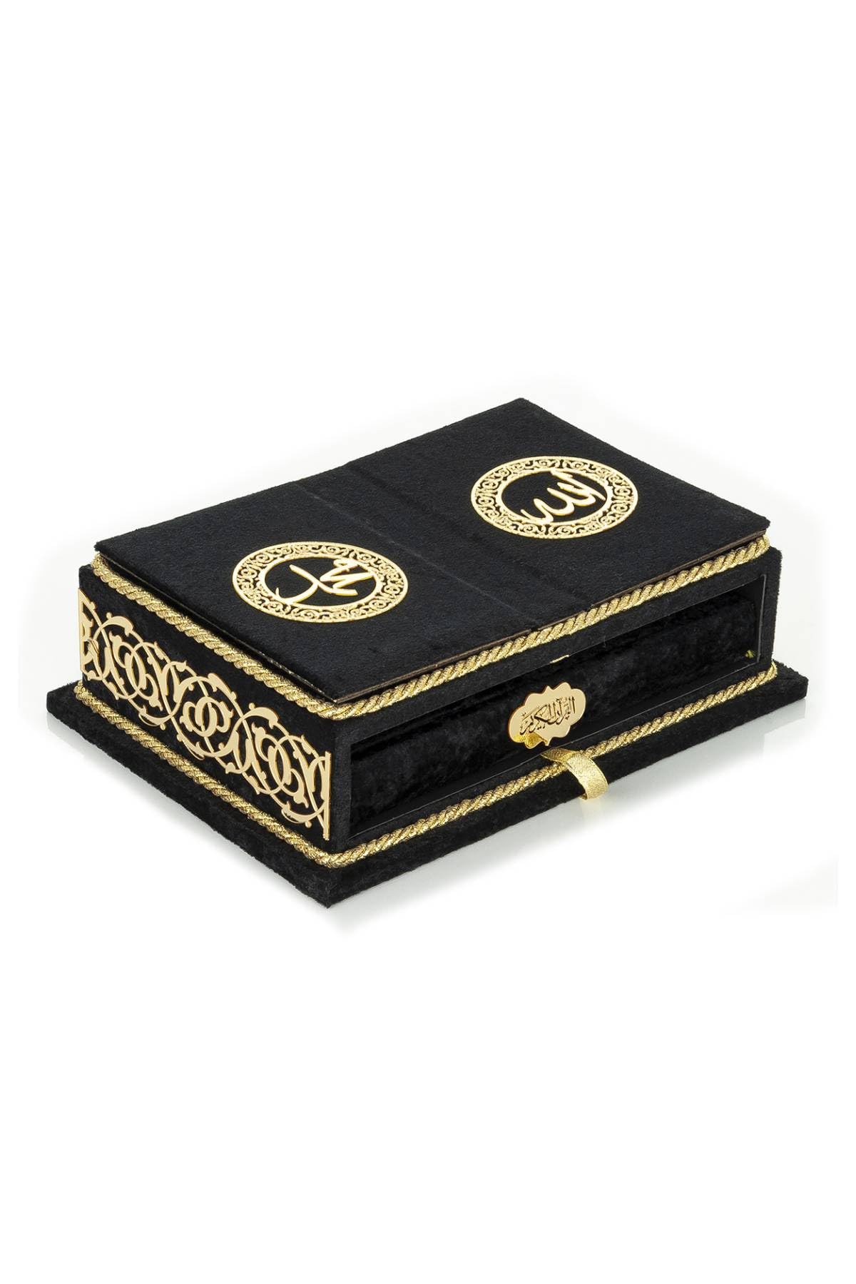 ihvan online, The Holy Arabic Quran Gift Set, Book Stand Holder, Desktop Quran Holder, Rehal, Velvet Covered Chest Rihal